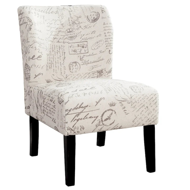 Poltrona d'accento imbottita con gambe in legno