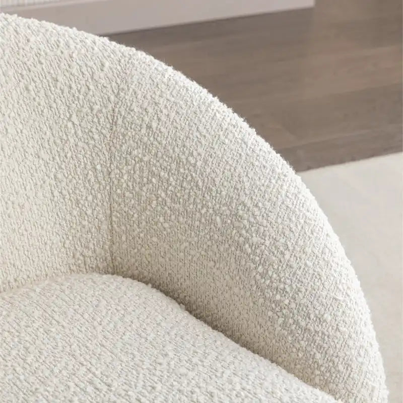 Poltrona a botte rotonda con base girevole a 360° – Tessuto bouclé