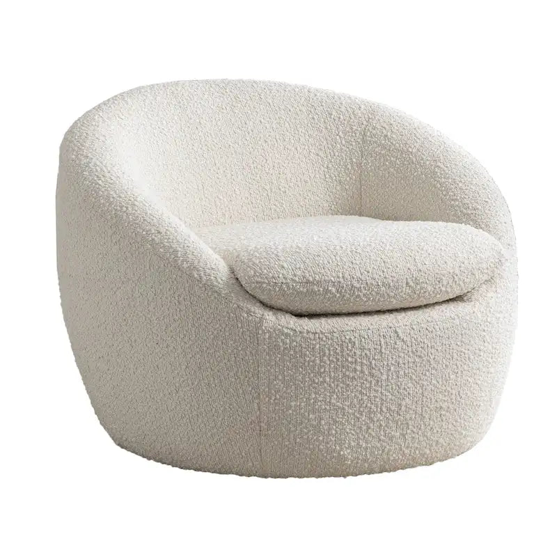 Poltrona a botte rotonda con base girevole a 360° – Tessuto bouclé