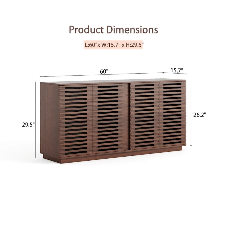 Credenza con ante a doghe in legno