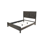Letto matrimoniale con testiera a X, finitura espresso
