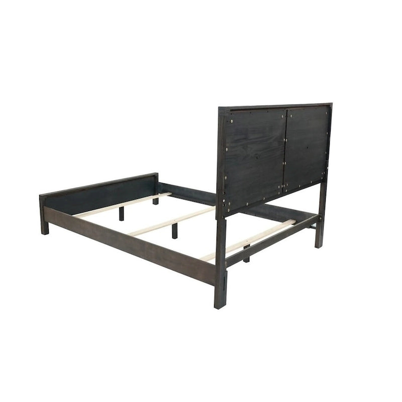 Letto matrimoniale con testiera a X, finitura espresso