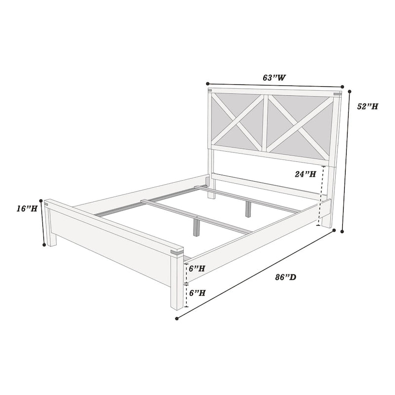 Letto matrimoniale con testiera a X, finitura espresso
