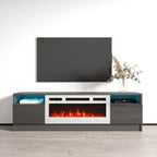 Mobile TV da 63 pollici con inserto camino elettrico e illuminazione a LED