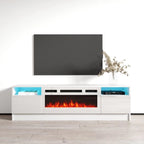 Mobile TV da 63 pollici con inserto camino elettrico e illuminazione a LED