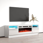 Mobile TV da 63 pollici con inserto camino elettrico e illuminazione a LED