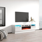 Mobile TV da 63 pollici con inserto camino elettrico e illuminazione a LED