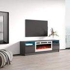 Mobile TV da 63 pollici con inserto camino elettrico e illuminazione a LED