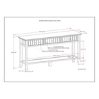 Tavolino da divano/consolle in legno massello Normandy, larghezza 60 pollici - 60 x 16 x 30