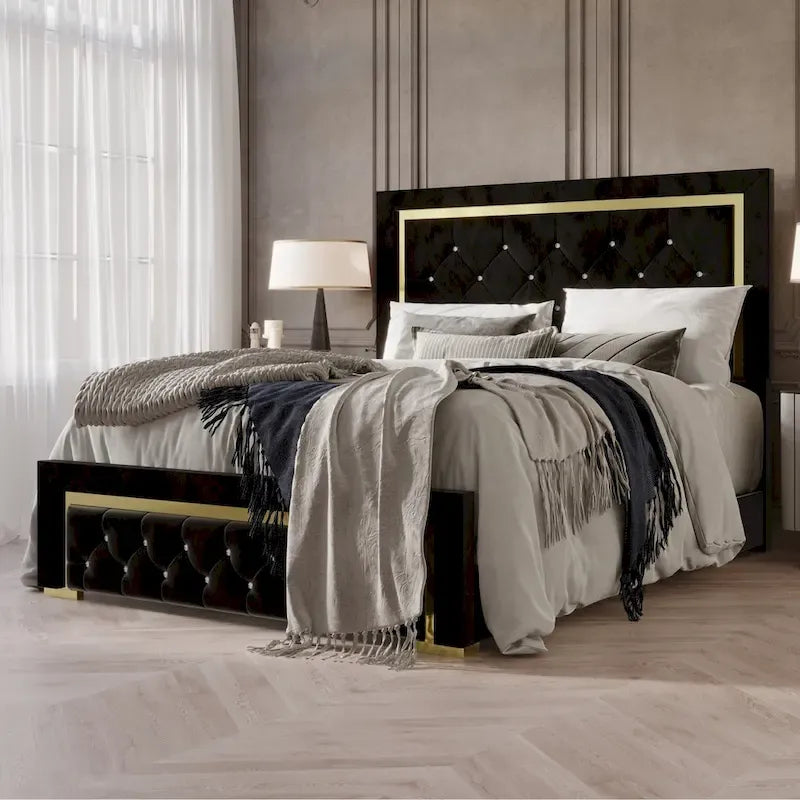 Letto Imbottito con Testiera Trapuntata
