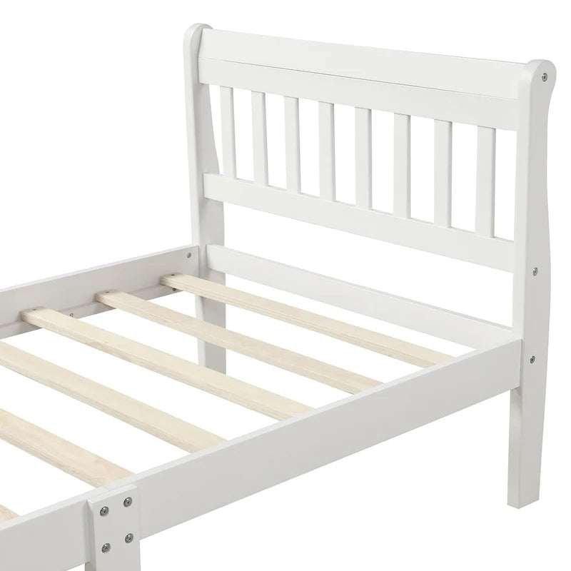 Letto a piattaforma in legno a una piazza con testiera e pediera