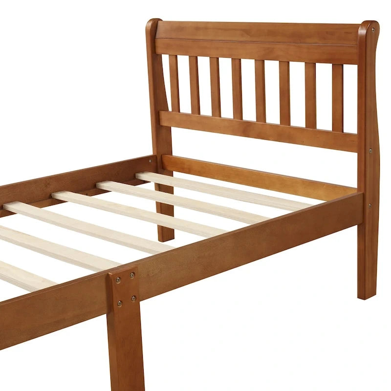 Letto a piattaforma in legno a una piazza con testiera e pediera