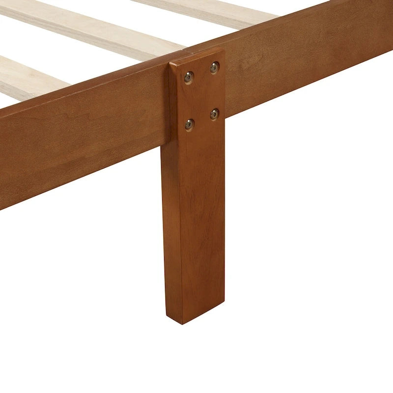 Letto a piattaforma in legno a una piazza con testiera e pediera