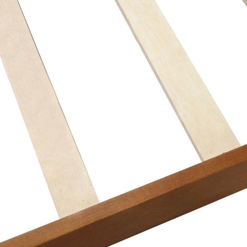 Letto a piattaforma in legno a una piazza con testiera e pediera