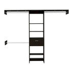 Sistema Armadio Cross con Cassetto, 3 Aste Metalliche e 5 Ripiani Aperti