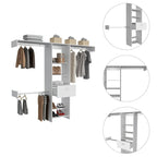 Sistema Armadio Cross con Cassetto, 3 Aste Metalliche e 5 Ripiani Aperti