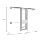 Sistema Armadio Cross con Cassetto, 3 Aste Metalliche e 5 Ripiani Aperti