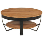 Tavolino da caffè rotondo 65 cm in legno di acacia con base in acciaio
