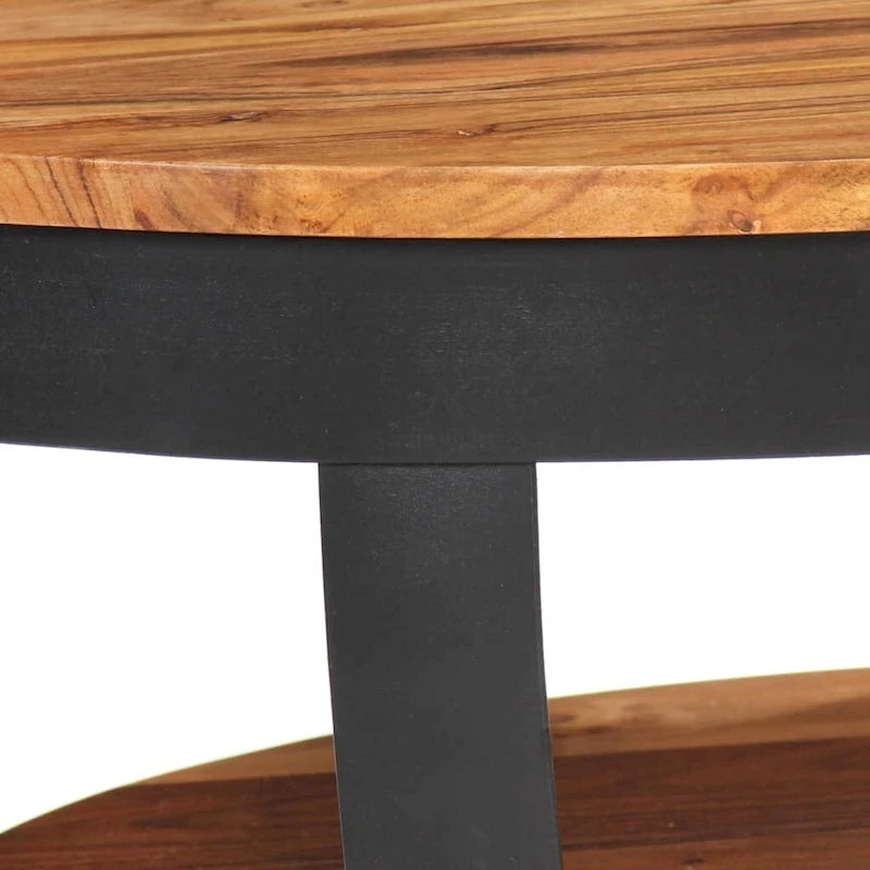 Tavolino da caffè rotondo 65 cm in legno di acacia con base in acciaio