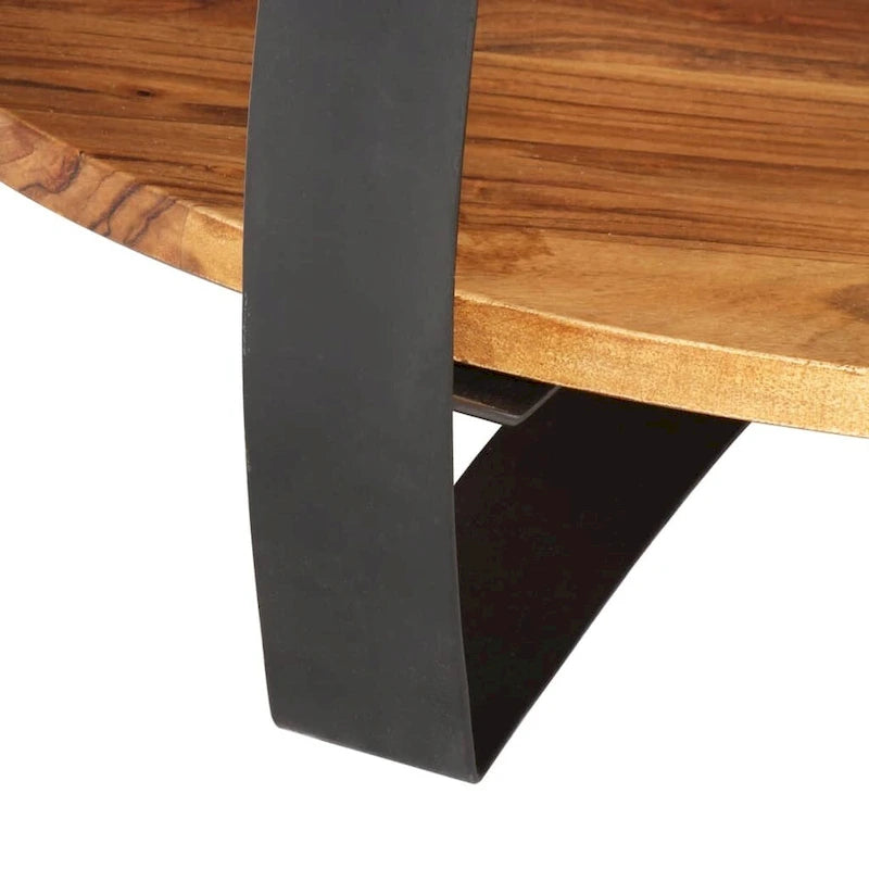 Tavolino da caffè rotondo 65 cm in legno di acacia con base in acciaio