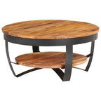 Tavolino da caffè rotondo 65 cm in legno di acacia con base in acciaio