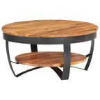 Tavolino da caffè rotondo 65 cm in legno di acacia con base in acciaio
