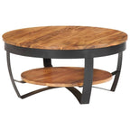 Tavolino da caffè rotondo 65 cm in legno di acacia con base in acciaio