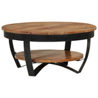 Tavolino da caffè rotondo 65 cm in legno di acacia con base in acciaio