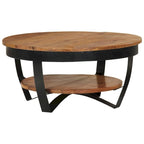 Tavolino da caffè rotondo 65 cm in legno di acacia con base in acciaio