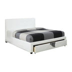 Letto contenitore matrimoniale con testiera imbottita in ecopelle