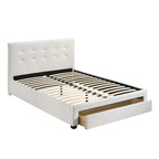 Letto contenitore matrimoniale con testiera imbottita in ecopelle