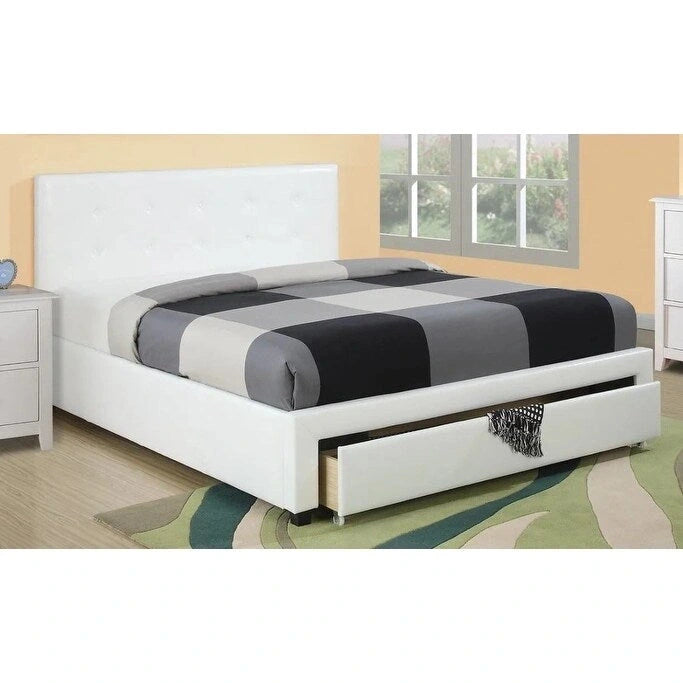 Letto contenitore matrimoniale con testiera imbottita in ecopelle