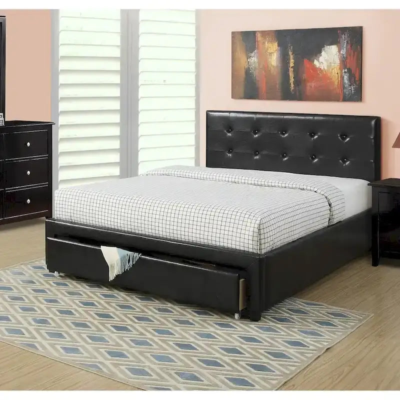 Letto contenitore matrimoniale con testiera imbottita in ecopelle