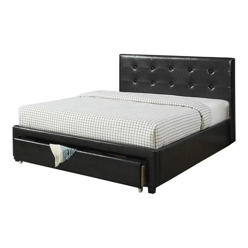 Letto contenitore matrimoniale con testiera imbottita in ecopelle