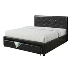 Letto contenitore matrimoniale con testiera imbottita in ecopelle