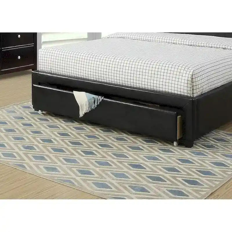 Letto contenitore matrimoniale con testiera imbottita in ecopelle