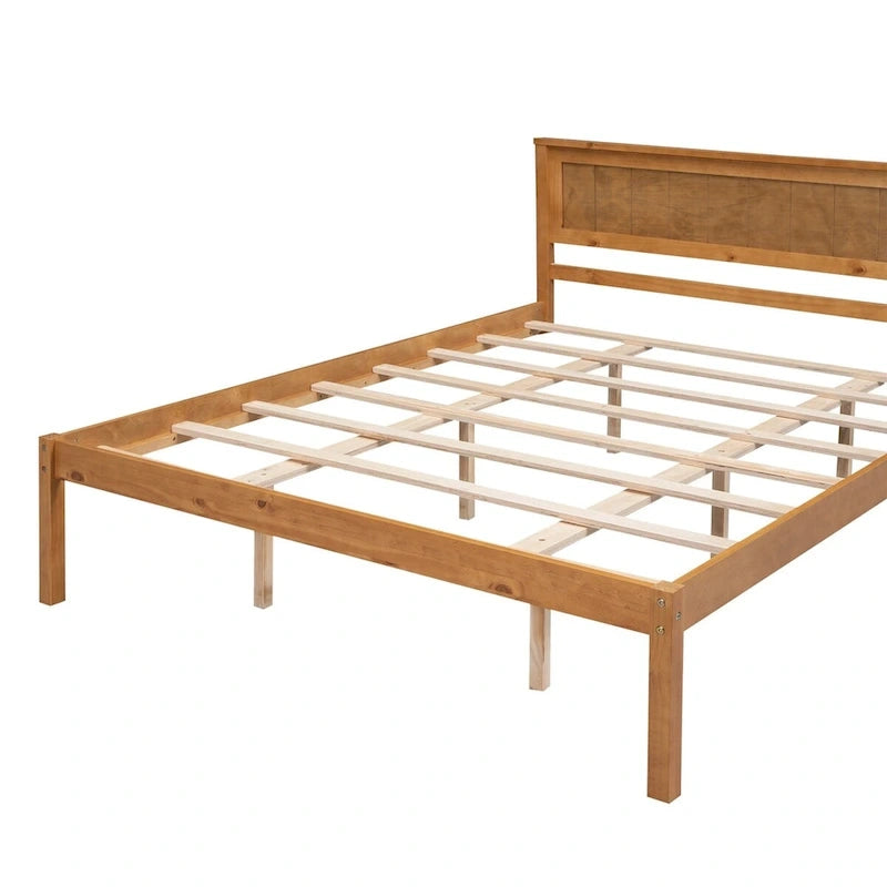 Struttura letto matrimoniale queen size con testiera e supporto a doghe in legno