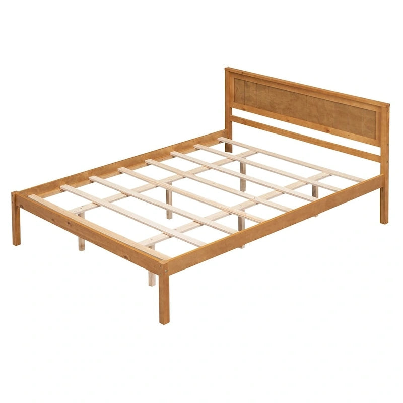 Struttura letto matrimoniale queen size con testiera e supporto a doghe in legno