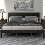 Struttura letto matrimoniale queen size con testiera e supporto a doghe in legno