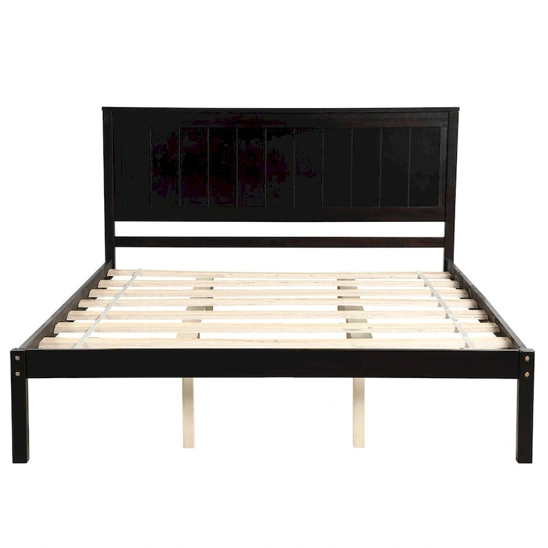 Struttura letto matrimoniale queen size con testiera e supporto a doghe in legno