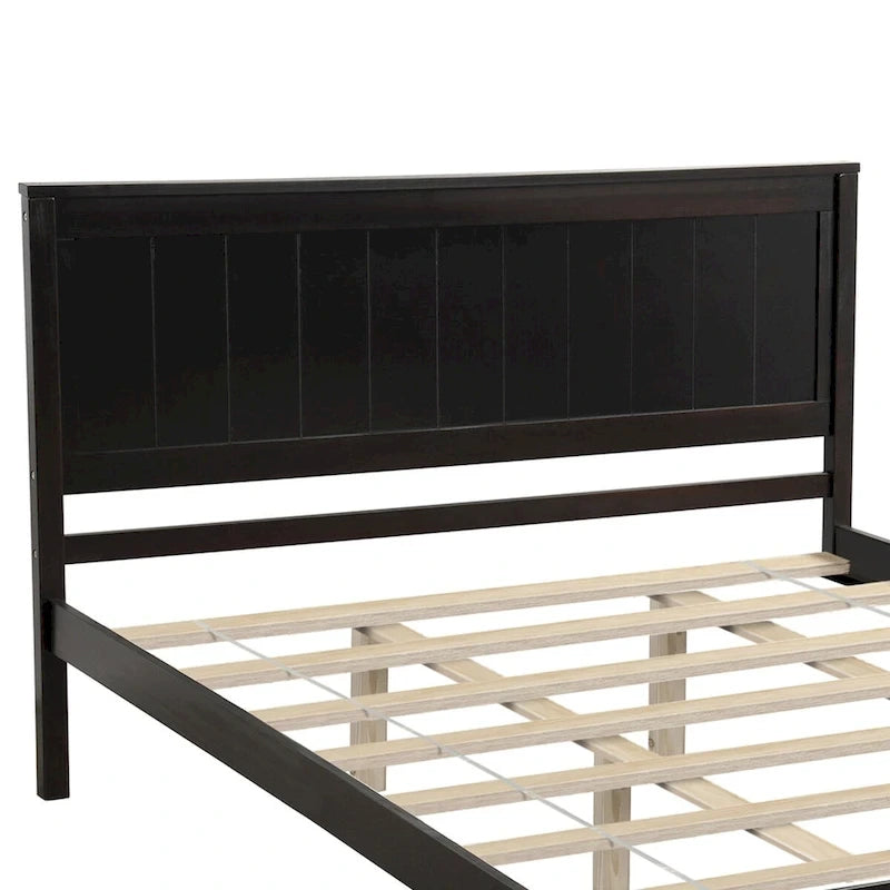 Struttura letto matrimoniale queen size con testiera e supporto a doghe in legno