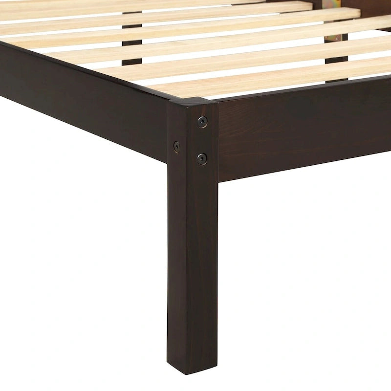 Struttura letto matrimoniale queen size con testiera e supporto a doghe in legno