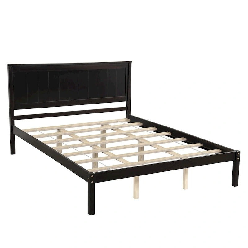 Struttura letto matrimoniale queen size con testiera e supporto a doghe in legno