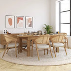 Sedia da pranzo in rattan con seduta imbottita e braccioli