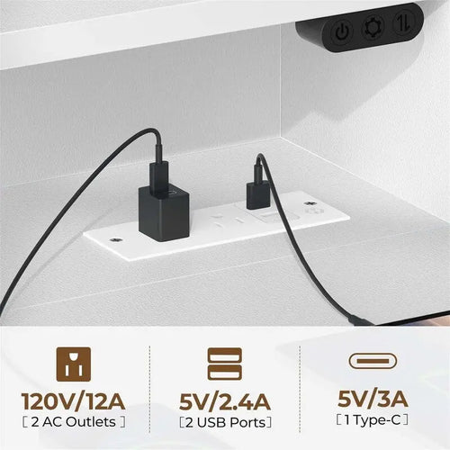 Scrivania da computer da 39 pollici con luci LED e ciabatta integrata