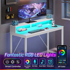 Scrivania da computer da 39 pollici con luci LED e ciabatta integrata