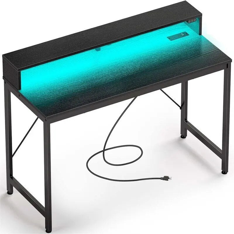 Scrivania da computer da 39 pollici con luci LED e ciabatta integrata