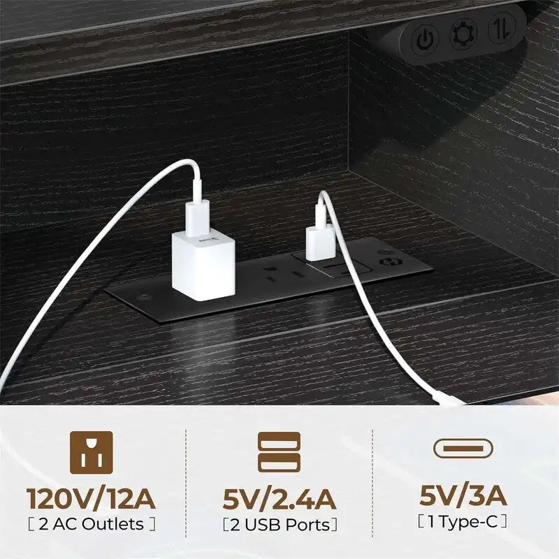 Scrivania da computer da 39 pollici con luci LED e ciabatta integrata