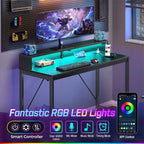 Scrivania da computer da 39 pollici con luci LED e ciabatta integrata