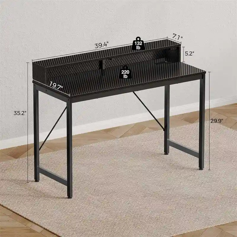 Scrivania da computer da 39 pollici con luci LED e ciabatta integrata